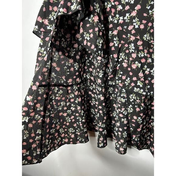 Tiered Maxi Skirt Dark Floral Women's Medium Front Slit Witchy Whimsigoth Grunge - Picture 7 of 8